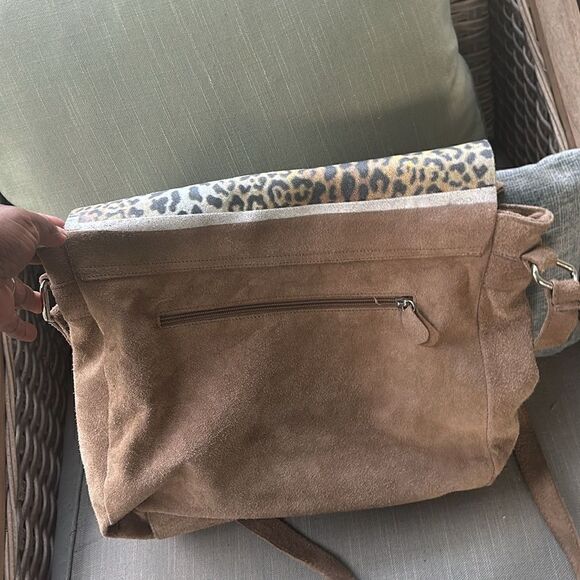 Crazy Lou Paris Graphic Suede Messenger Bag - Picture 7 of 9